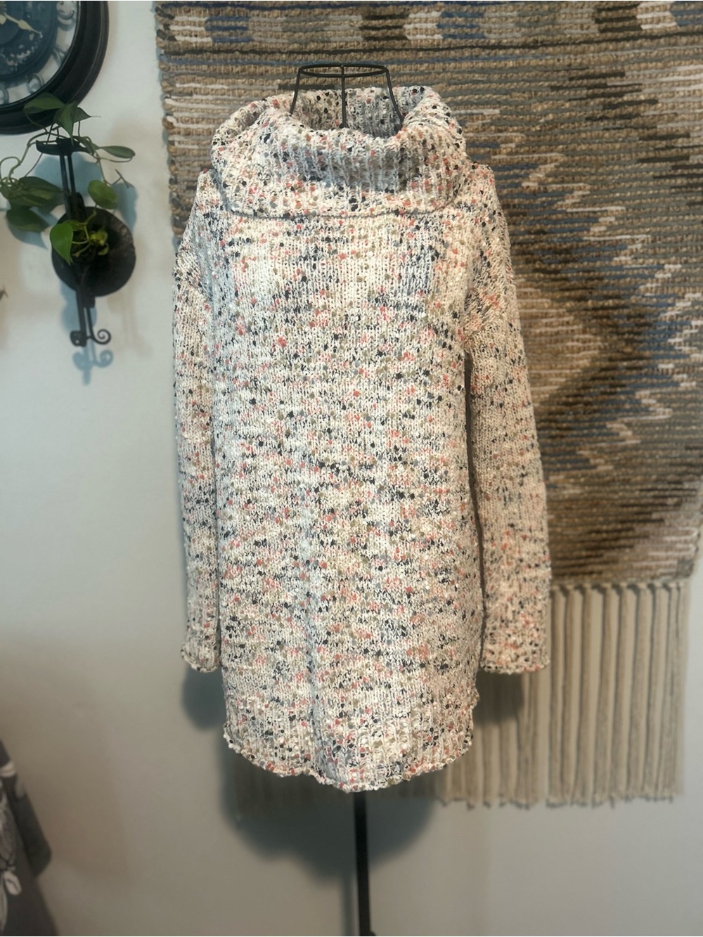 Moon & Madison Cozy Cowl Neck Speckled Knit Sweater